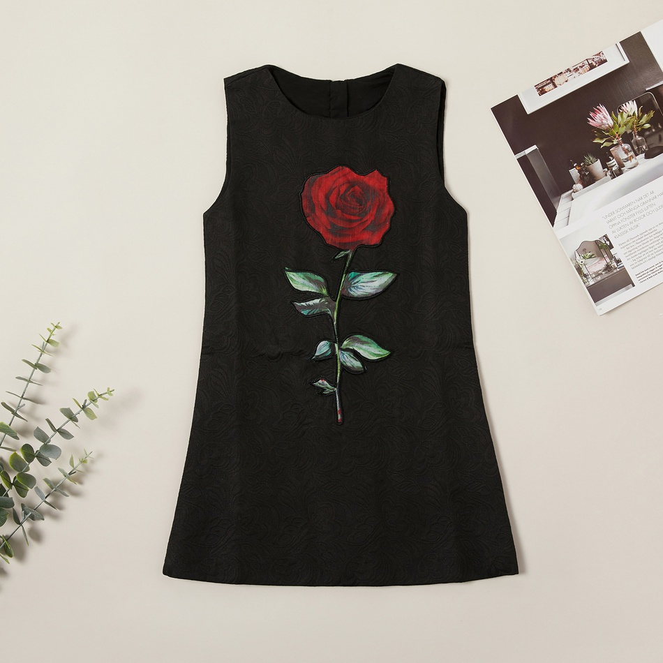 Elegant Rose Sleeveless Dress